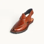 Norozi Brown Crocodile Chappal - LNP-NRZ-BRN-CRD-01a