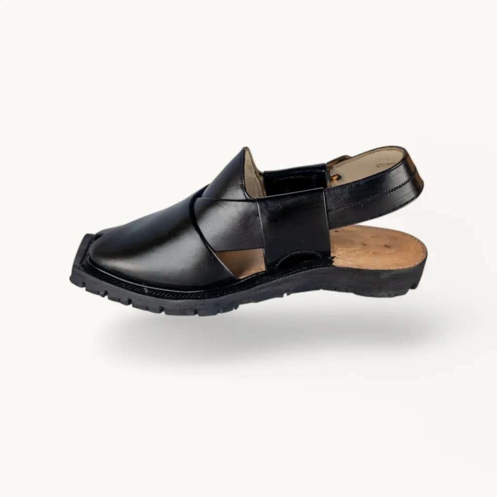 Norozi Black Plain Chappal - NP-BLK-PLN-01