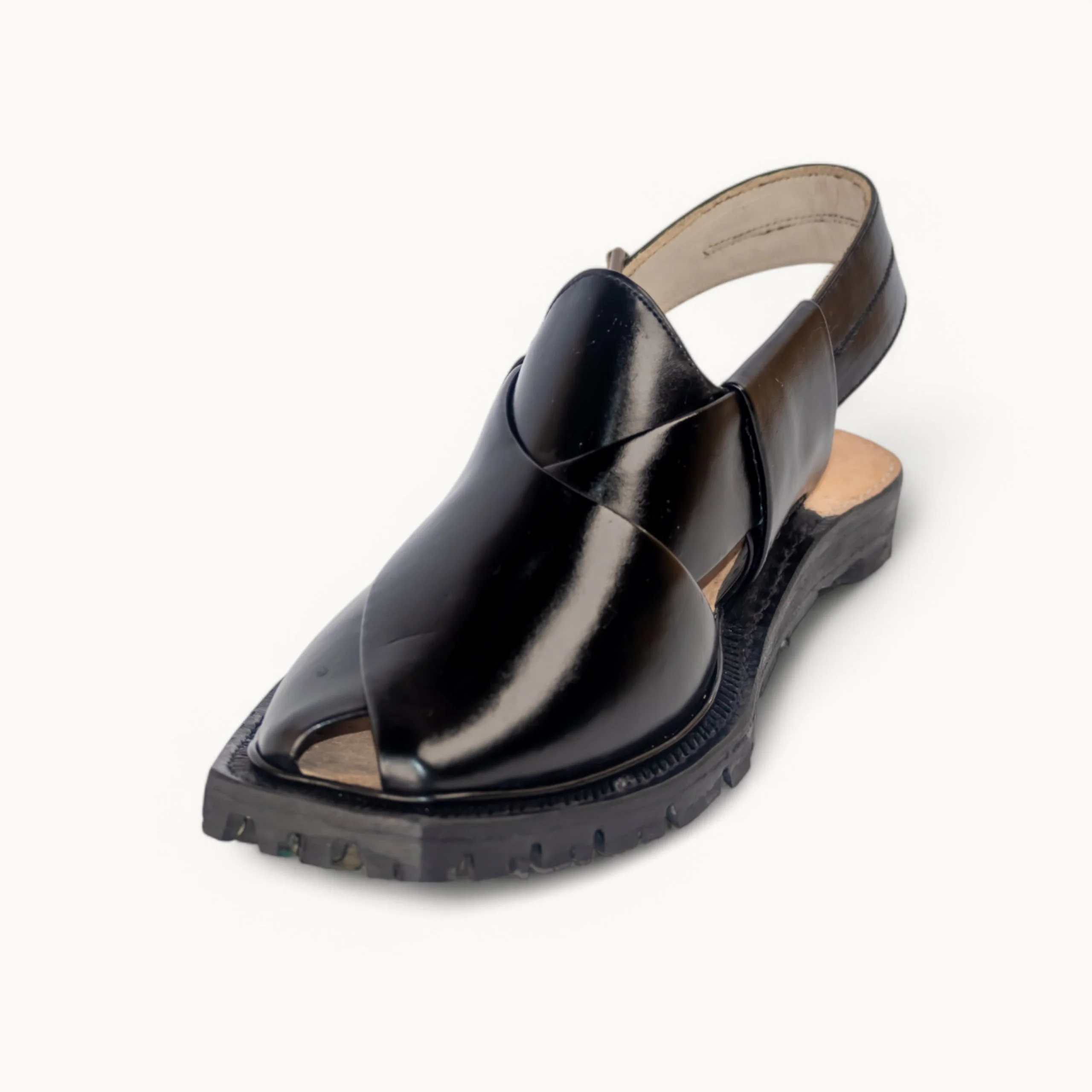 Norozi Black Plain Chappal - NP-BLK-PLN-01a