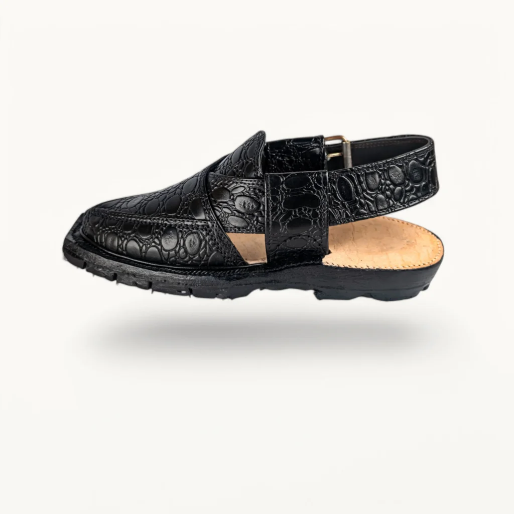 Norozi Black Crocodile Chappal - NP-BLK-CRD-01